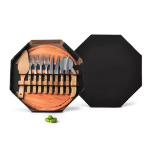 Conjunto para pizza em bambu madeira e inox 35cm 11 peças personalizado