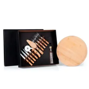 Conjunto para pizza em bambu 12 peças personalizado