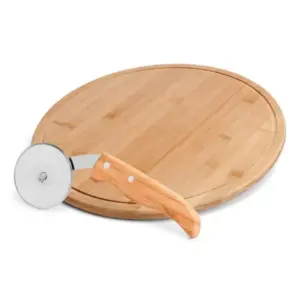 Conjunto para pizza Napoli em bambu 30cm 2 peças personalizado