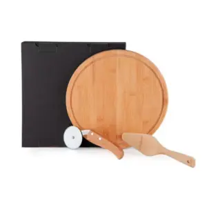 Conjunto para pizza Napoli em bambu 30cm 3 peças personalizado