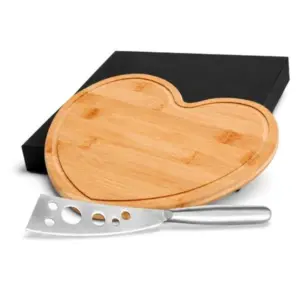 Conjunto para queijo em bambu e inox 2 peças personalizado
