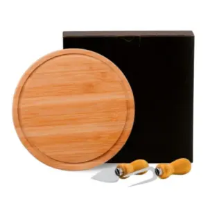 Conjunto para queijo em bambu madeira e inox 3 peças personalizado