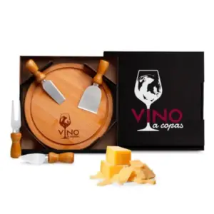 Conjunto para queijo em bambu madeira e inox 5 peças personalizado