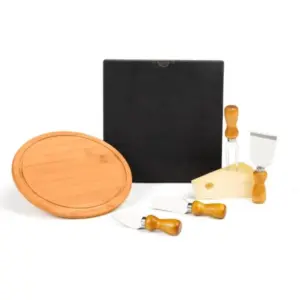 Conjunto para queijo em bambu madeira e inox 5 peças personalizado