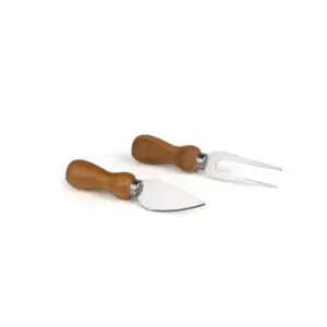 Conjunto para queijo em madeira e inox 2 peças personalizado