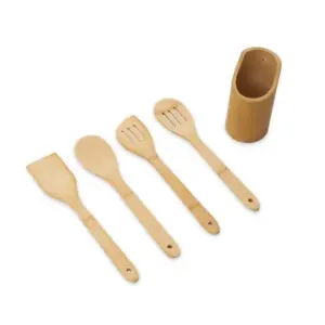 Conjunto de utensílios em bambu 5 peças personalizado
