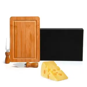 Conjunto para queijo em bambu e inox 3 peças personalizado