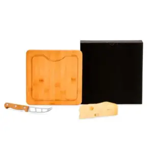 Conjunto para queijo em bambu madeira e inox 2 peças personalizado