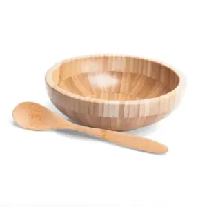 Cumbuca em bambu com colher 18cm 400ml personalizada