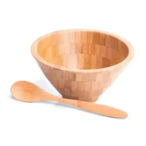 Cumbuca em bambu com colher 18cm 400ml personalizada