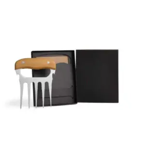 Garfo com 5 dentes e abridor em madeira e inox personalizado