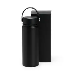 Garrafa dupla camada em inox preta 550ml personalizada