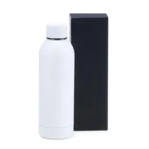 Garrafa em inox parede dupla branca 500ml personalizada