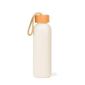 Garrafa em palha de trigo com tampa de bambu 500ml personalizada
