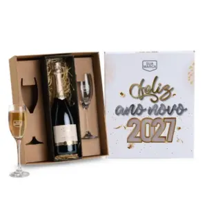 Jogo 2 taças de vidro para champagne 190ml personalizado