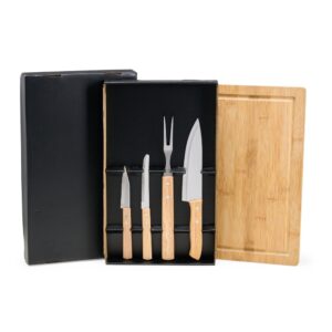 Kit churrasco 5 peças em inox com madeira personalizado