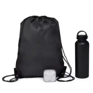 Kit boas-vindas garrafa mochila e fone 3 peças personalizado
