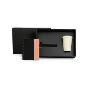 Kit caderno caneta e copo em bambu 3 peças personalizado
