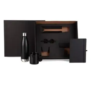 Kit caderno garrafa caneca e caneta 4 peças personalizado