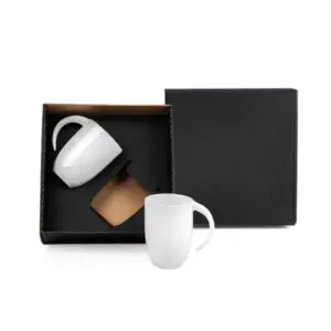 Kit canecas em cerâmica branca 350ml personalizado