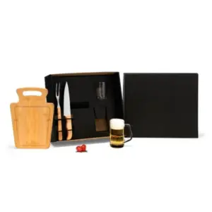 Kit churrasco e bar com canecas de vidro 5 peças personalizado