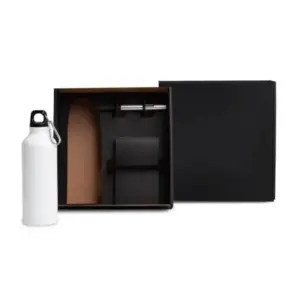 Kit garrafa em alumínio caneta e bloco personalizado
