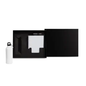 Kit squeeze caderno e caneta branco personalizado