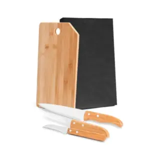 Conjunto para cozinha Oregon em bambu e inox 4 peças personalizado
