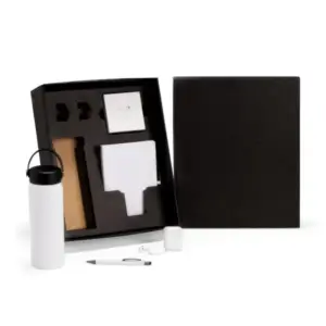 Kit garrafa fone Bluetooth caderno e caneta 4 peças personalizado