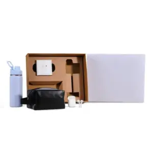 Kit garrafa térmica nécessaire e fone Bluetooth azul personalizado