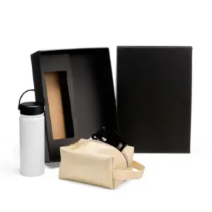 Kit nécessaire e garrafa branca dupla camada personalizado