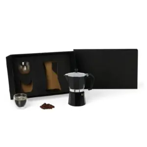 Kit para café cafeteira italiana e copos parede dupla personalizado