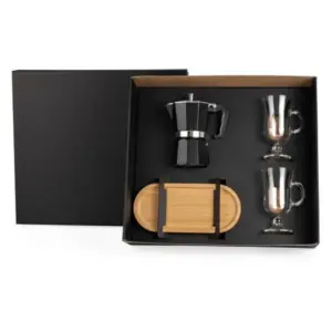 Kit para café com cafeteira italiana 4 peças personalizado