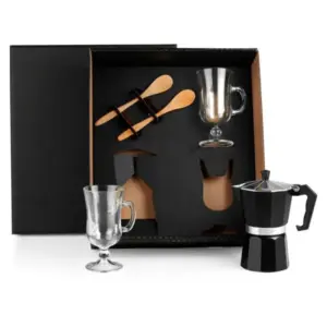 Kit para café com cafeteira italiana 5 peças personalizado