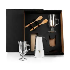 Kit para café com cafeteira italiana 5 peças personalizado