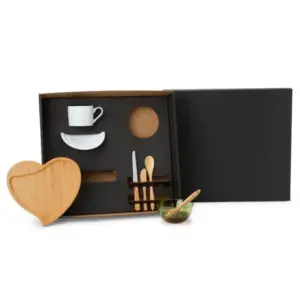Kit para café da manhã com petisqueira e xícara 8 peças personalizado