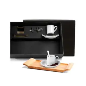 Kit para cafézinho com bandeja em bambu 7 peças personalizado