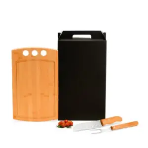 Kit para churrasco com faca santoku e garfo 3 peças personalizado