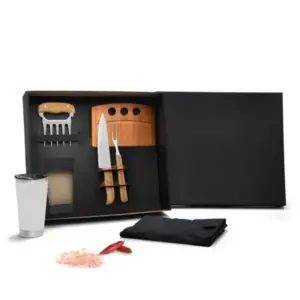 Kit para churrasco com copo térmico branco 6 peças personalizado