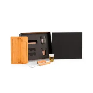 Kit para churrasco com copos americanos em vidro 5 peças personalizado