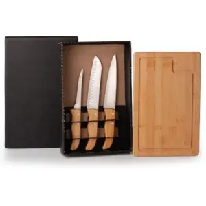 Kit para churrasco e cozinha em bambu 4 peças personalizado