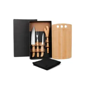 Kit para churrasco com avental 6 peças personalizado