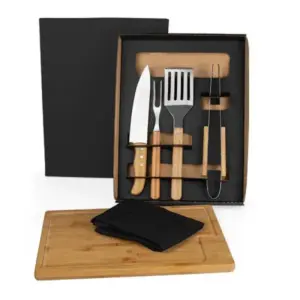 Kit para churrasco e hambúrguer com pegador e espátula 6 peças personalizado
