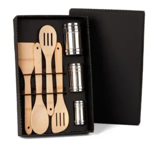 Kit para cozinha e tempero com potes em inox 7 peças personalizado