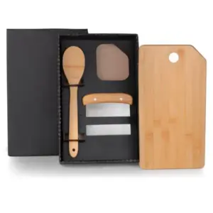 Kit para cozinha em bambu com espátula multiuso 3 peças personalizado