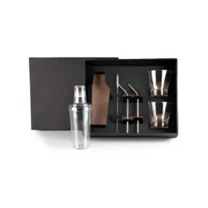 Kit para drinks com coqueteleira e copos em vidro personalizado