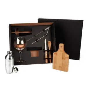 Kit para gin e drinks com tábua e faca 7 peças personalizado