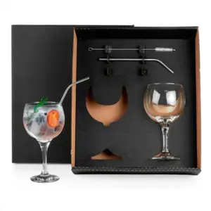 Kit para gin tônica com taças e canudos 5 peças personalizado