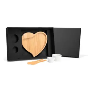 Kit para petisco com petisqueira coração e ramekins 5 peças personalizado