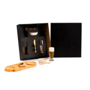 Kit para petisco e cerveja com potes em bambu 7 peças personalizado